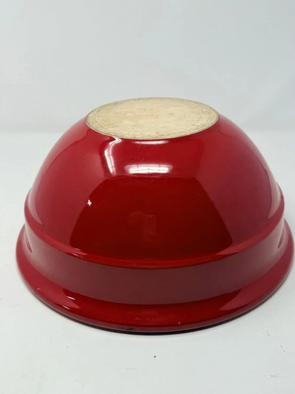 Emile Henry Red Mixing Bowl 12.2 In Diameter Ceramic France Unglazed Base-READ